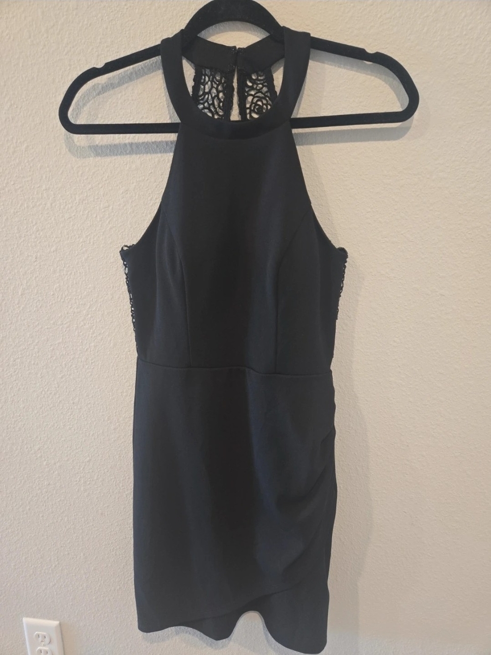 City Triangles Black High-Neck Lace-Back Cocktail Dress